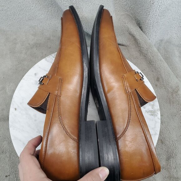 Bonafini Shoes Mens Size 10.5 Brown Leather Classic Slip On Loafer Style C-152